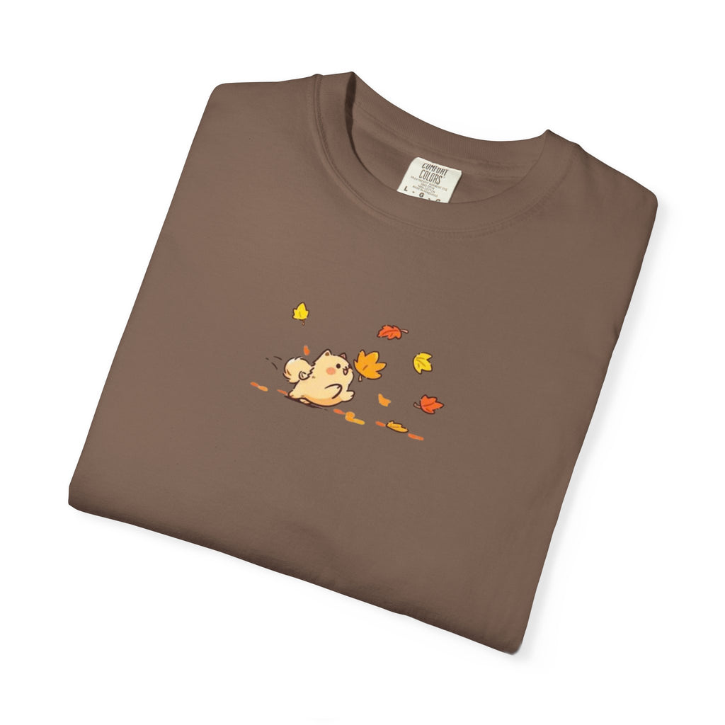 Comfort Colors Cute Dog Autumn Leaves T-Shirt, Kawaii Puppy Graphic Tee, Animal Shirt, Aesthetic Fall Outfit