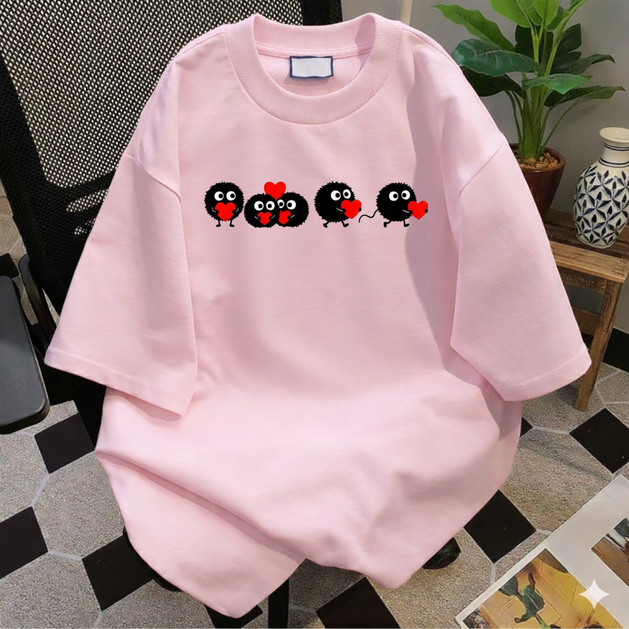 Heart-Eyed Soot Sprite T-shirt | Studio Ghibli Inspired, Cute Minimal Design