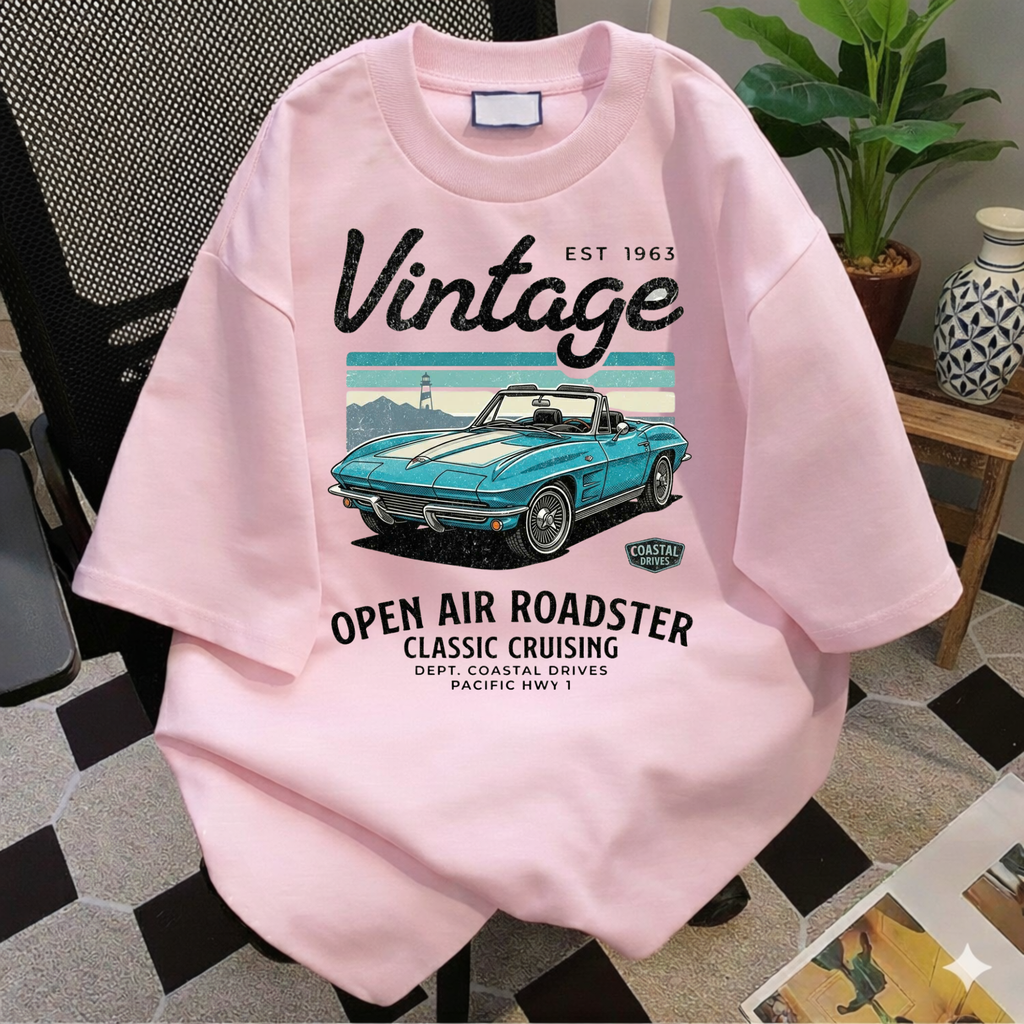 Vintage 1963 Roadster Retro Car Graphic Tee T-Shirt | Classic Convertible Cruising, Unisex Tee Gift for Car Lovers