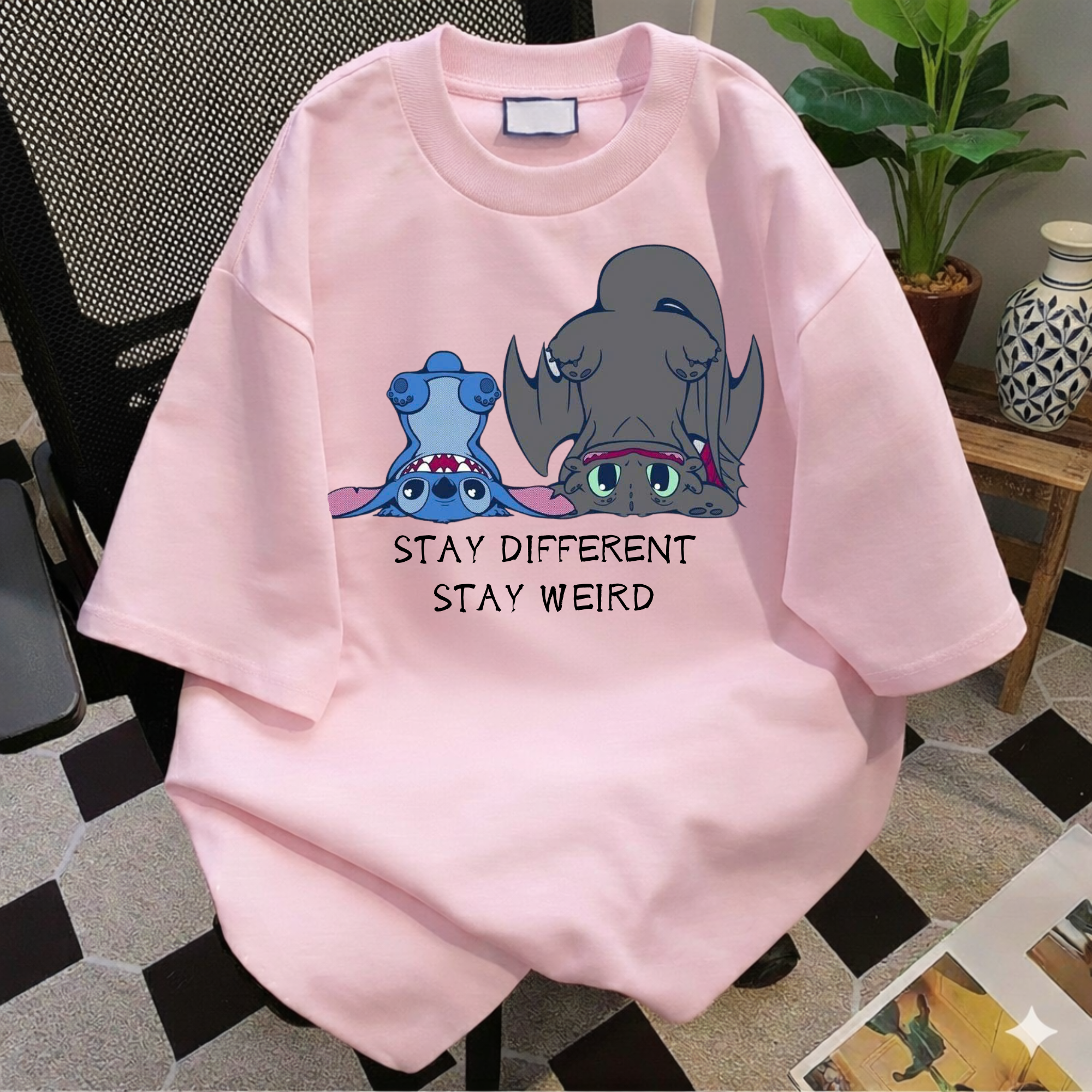 "Stay Different Stay Weird" Shirt, Stitch and Toothless cute tee
