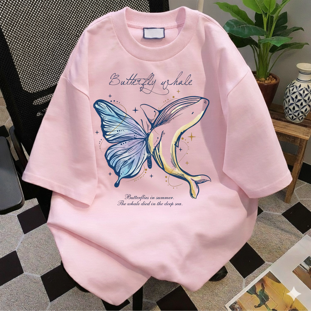 T‑Shirt — Butterfly Whale Illustration "the gift of whale" — Nature‑Inspired Graphic Tee