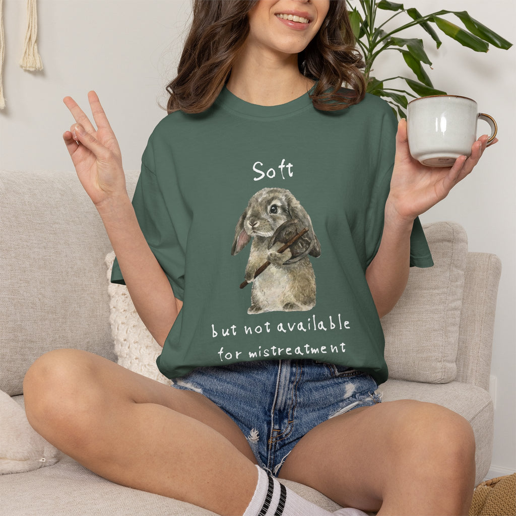 Soft But Not Available For Mistreatment Shirt — Funny Bunny Axe Graphic Tee | Funny Shirt
