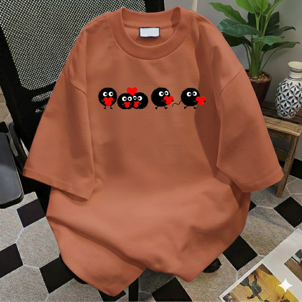 Heart-Eyed Soot Sprite T-shirt | Studio Ghibli Inspired, Cute Minimal Design