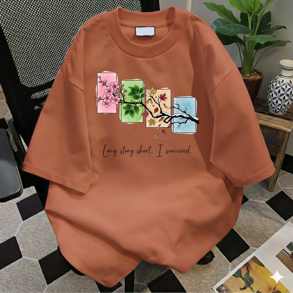 Long Story Short I Survived Shirt, Motivational Four Seasons Tree Tee, Inspirational Graphic T-Shirt