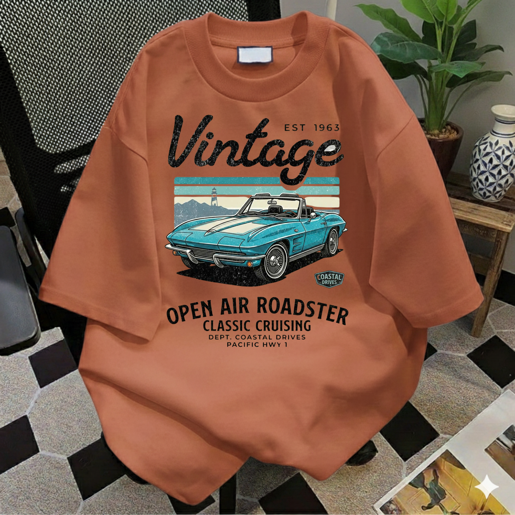 Vintage 1963 Roadster Retro Car Graphic Tee T-Shirt | Classic Convertible Cruising, Unisex Tee Gift for Car Lovers