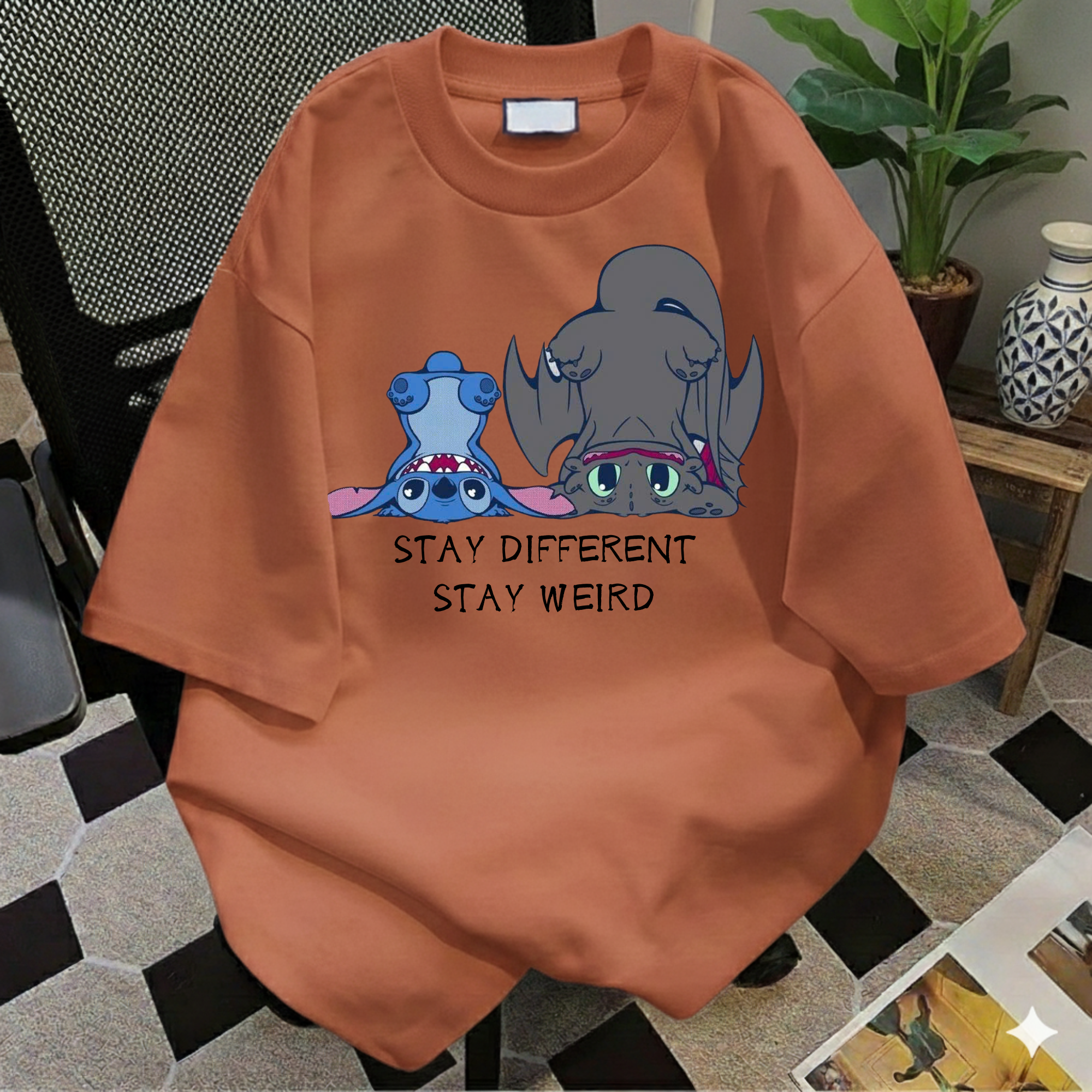"Stay Different Stay Weird" Shirt, Stitch and Toothless cute tee