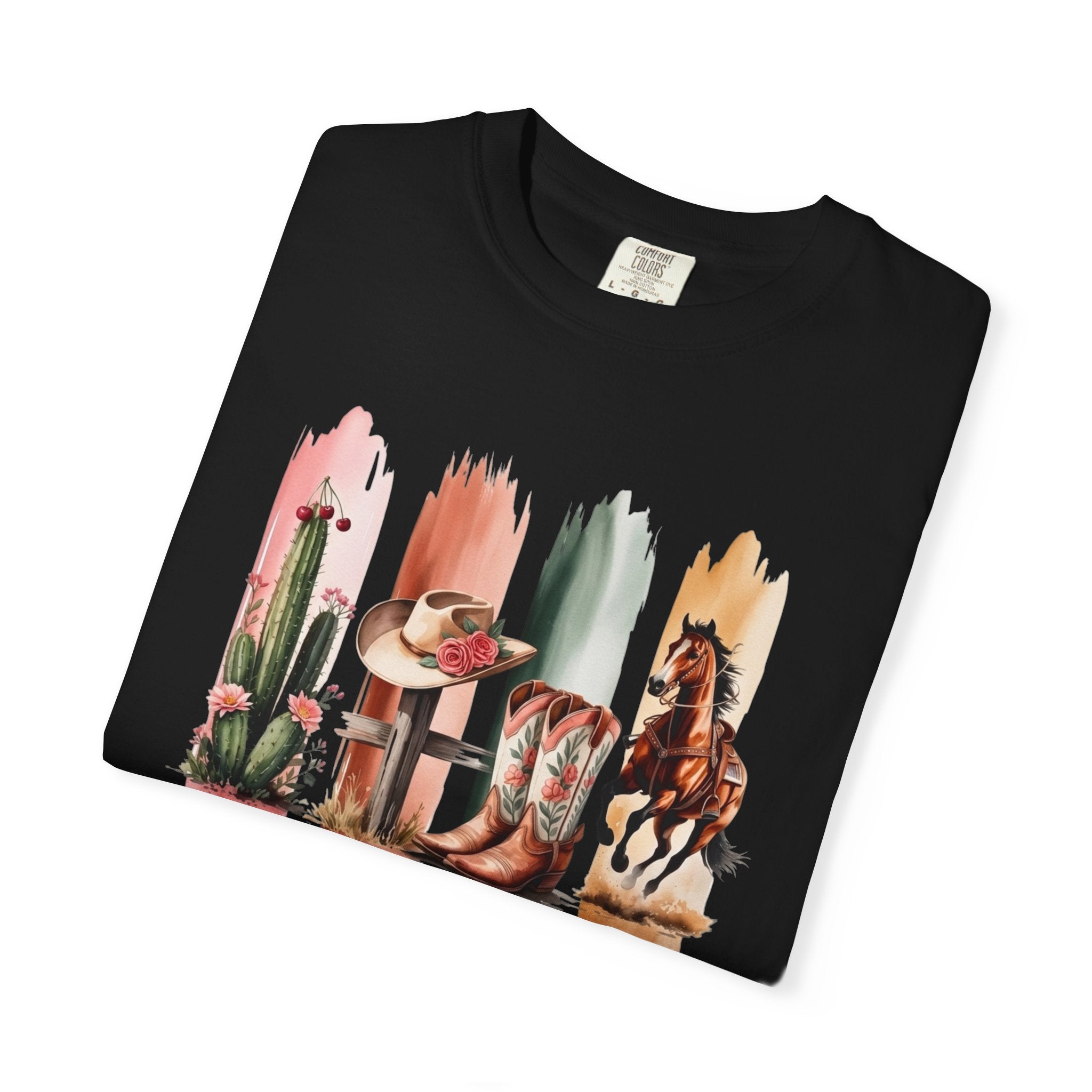 Western Cowboy Boots & Horse T‑Shirt — Southwestern Rodeo Graphic Tee
