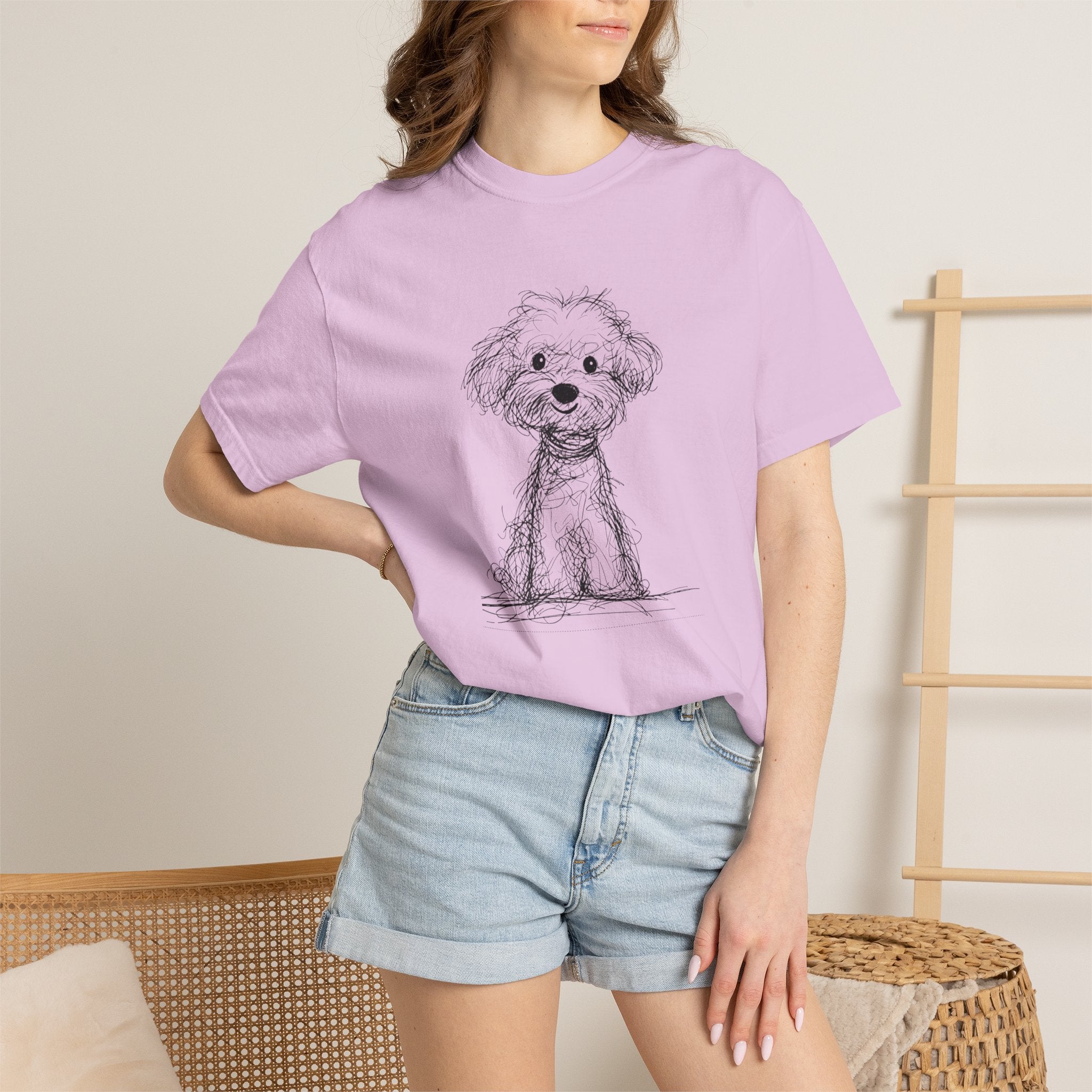Cute Poodle Sketch T-Shirt, Dog Lover Gift Tee, Minimalist Puppy Art Shirt