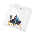 Bunny Bouquet T‑Shirt — Sleeping Black Bunny with Flowers