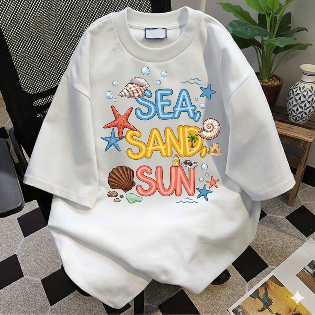 Sea Sand Sun T-Shirt — Beach Shells Graphic Tee