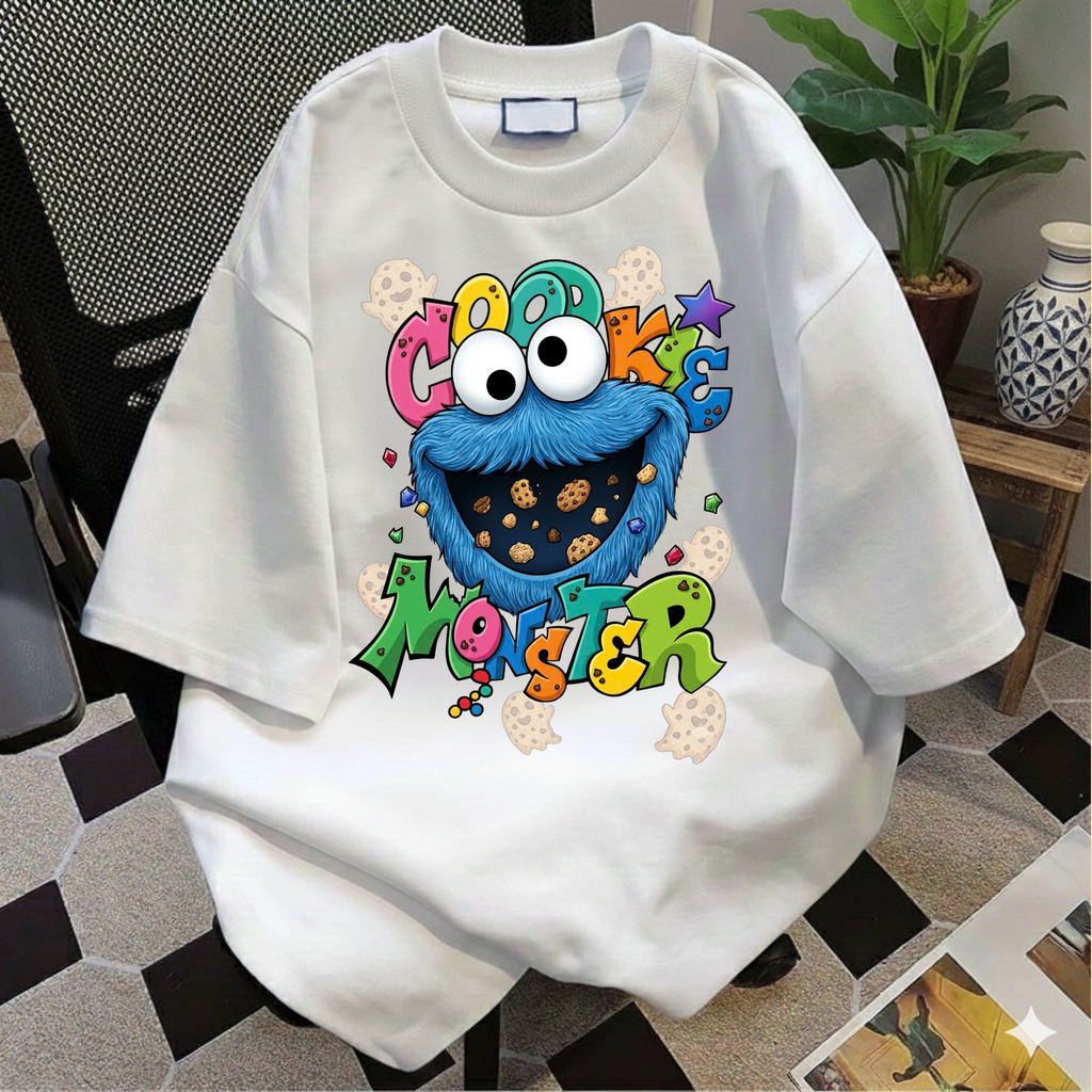 Comfort Color Cookie Monster T-shirt | Sesame Street Cartoon Character Tee, Disney Sesame Street Characters
