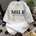 MILF Joke T-Shirt, "Man I Love Ferrari" Edgy Word Art Tee, Streetwear Graphic Shirt for Trolls, Funny Humor Top, Funny Quote Shirt