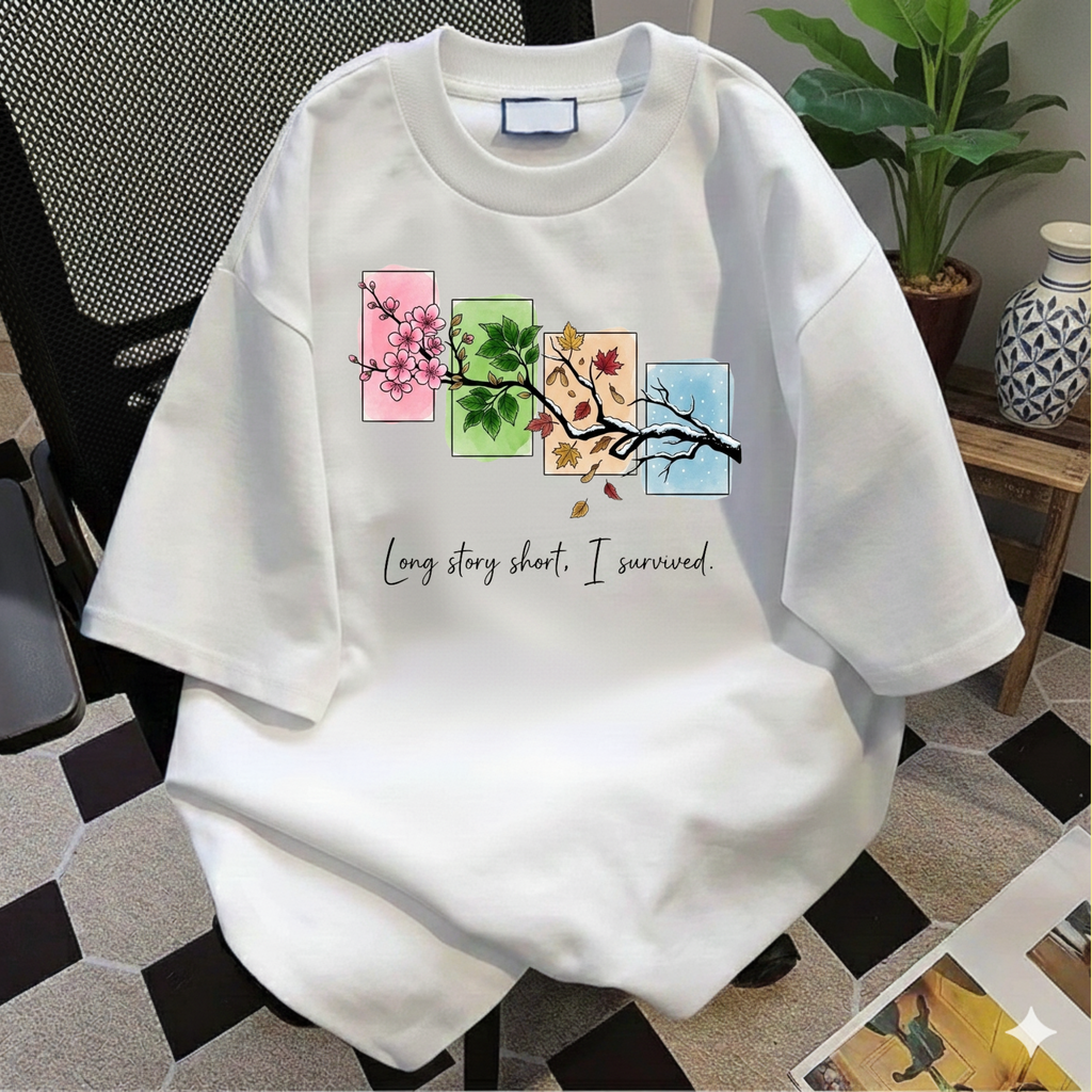 Long Story Short I Survived Shirt, Motivational Four Seasons Tree Tee, Inspirational Graphic T-Shirt