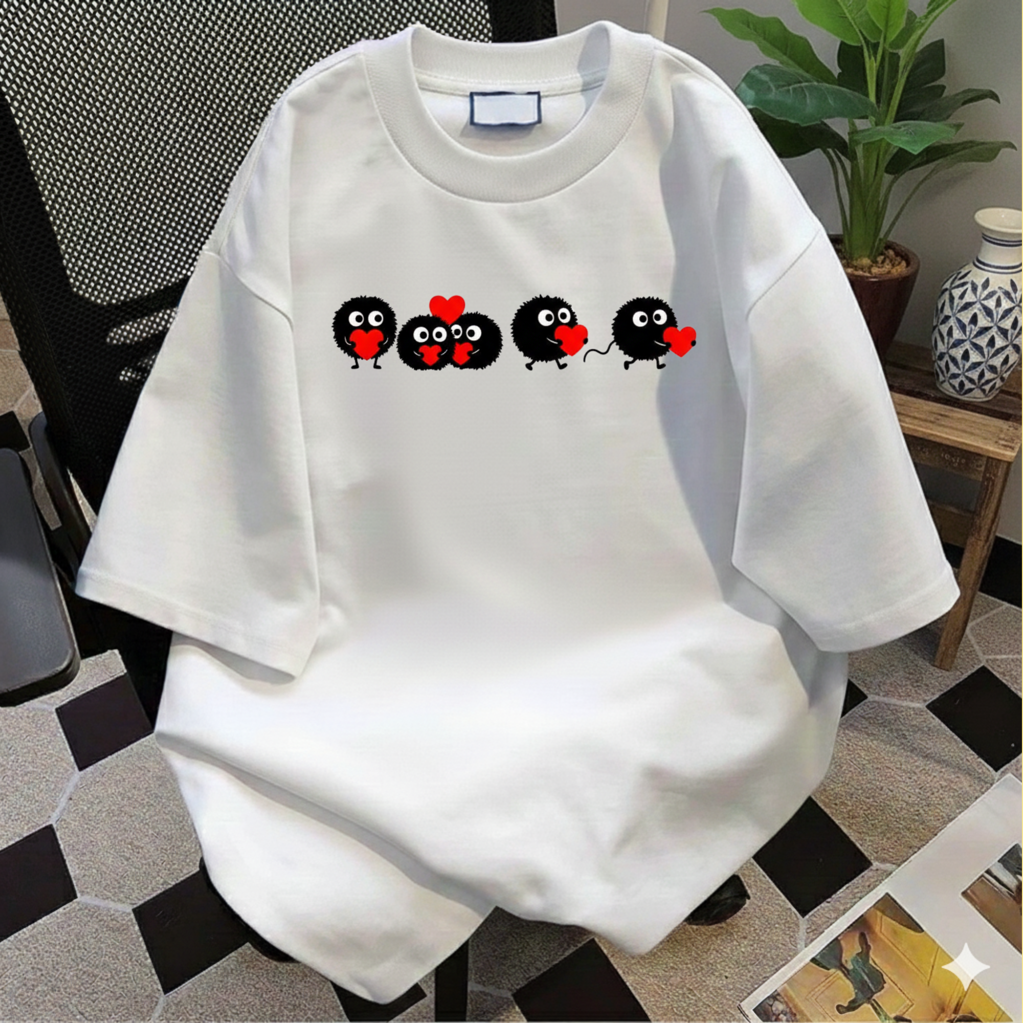 Heart-Eyed Soot Sprite T-shirt | Studio Ghibli Inspired, Cute Minimal Design