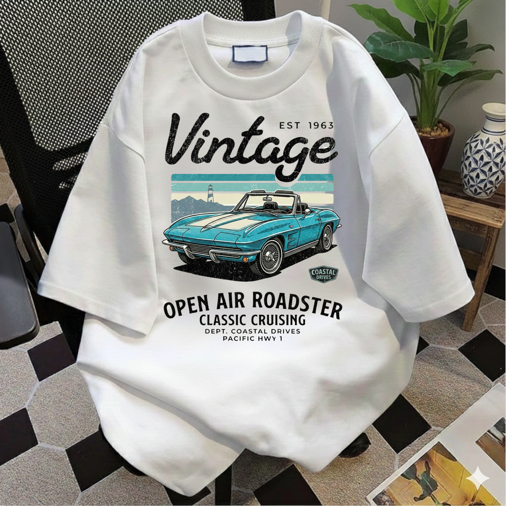 Vintage 1963 Roadster Retro Car Graphic Tee T-Shirt | Classic Convertible Cruising, Unisex Tee Gift for Car Lovers