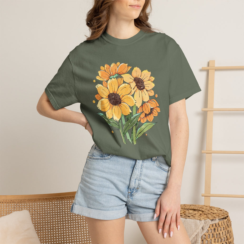 Vintage Sunflower Bouquet T-Shirt, Botanical Nature Lover T-Shirt, Cute Summer Nature Shirt