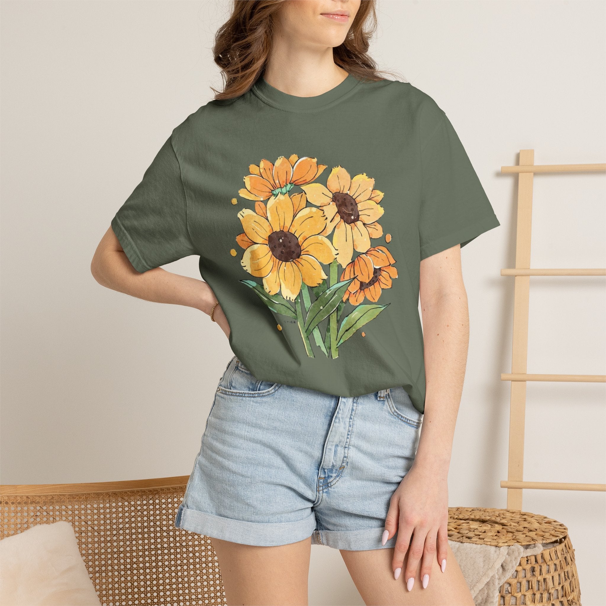 Vintage Sunflower Bouquet T-Shirt, Botanical Nature Lover T-Shirt, Cute Summer Nature Shirt