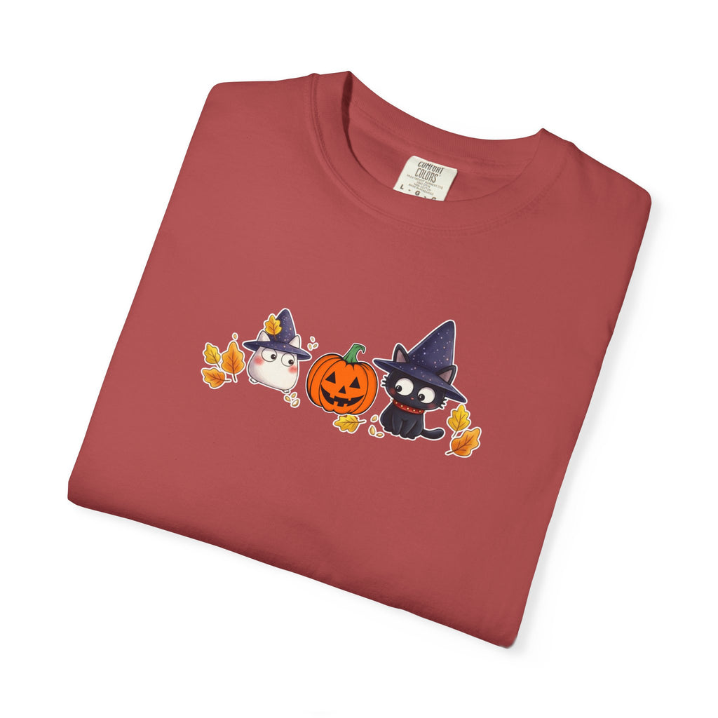 Cute Halloween Witch Cat & Ghost Pumpkin T-Shirt