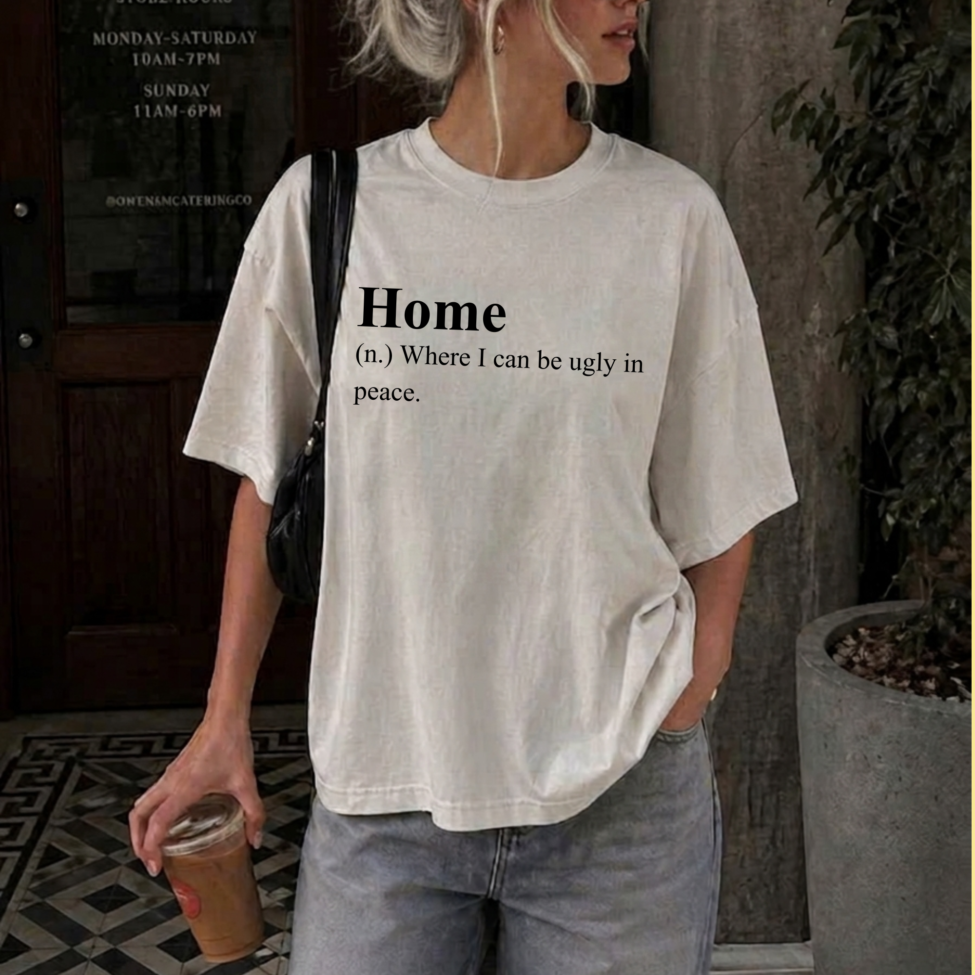 Funny 'Home (Where I Can Be Ugly In Peace)' T-Shirt — Introvert Sarcastic Humor Tee