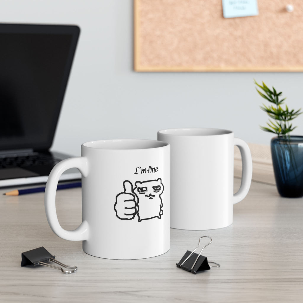 I'm Fine Thumbs Up Cartoon Hand Mug | Ceramic Coffee Tea Cup