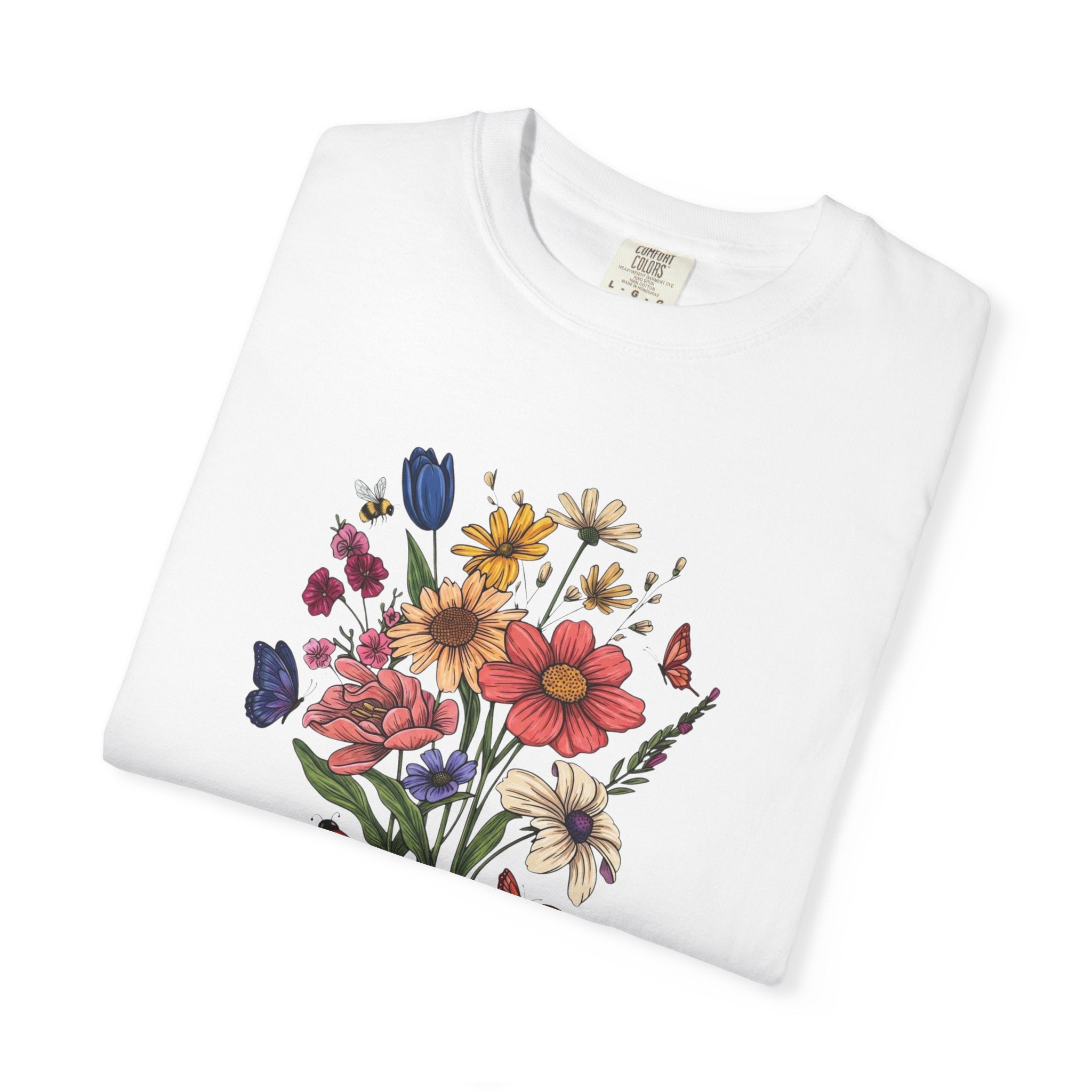 Floral Wildflower Bouquet T-Shirt — Motherhood Script