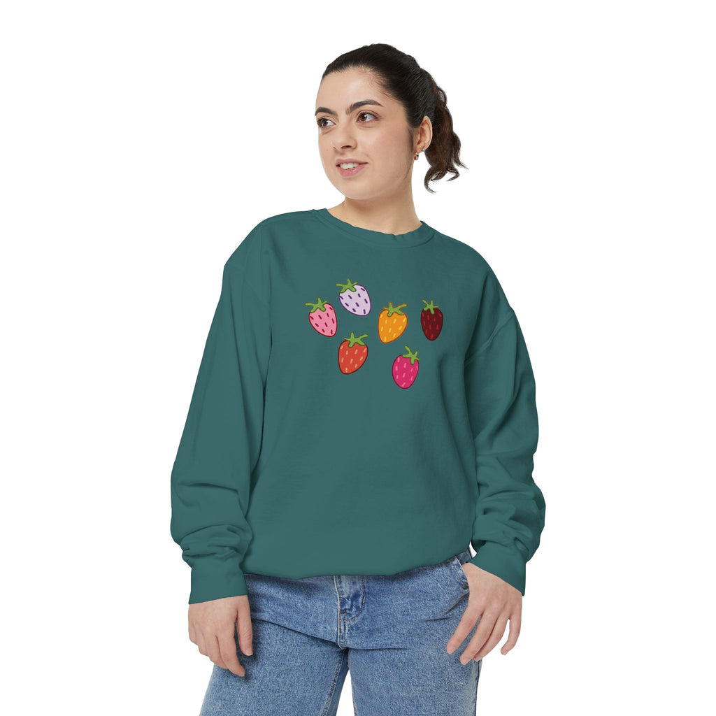 Cute Strawberry Crewneck Sweatshirt, Aesthetic Kawaii Fruit Jumper, Cute Berry Lover Gift Pullover