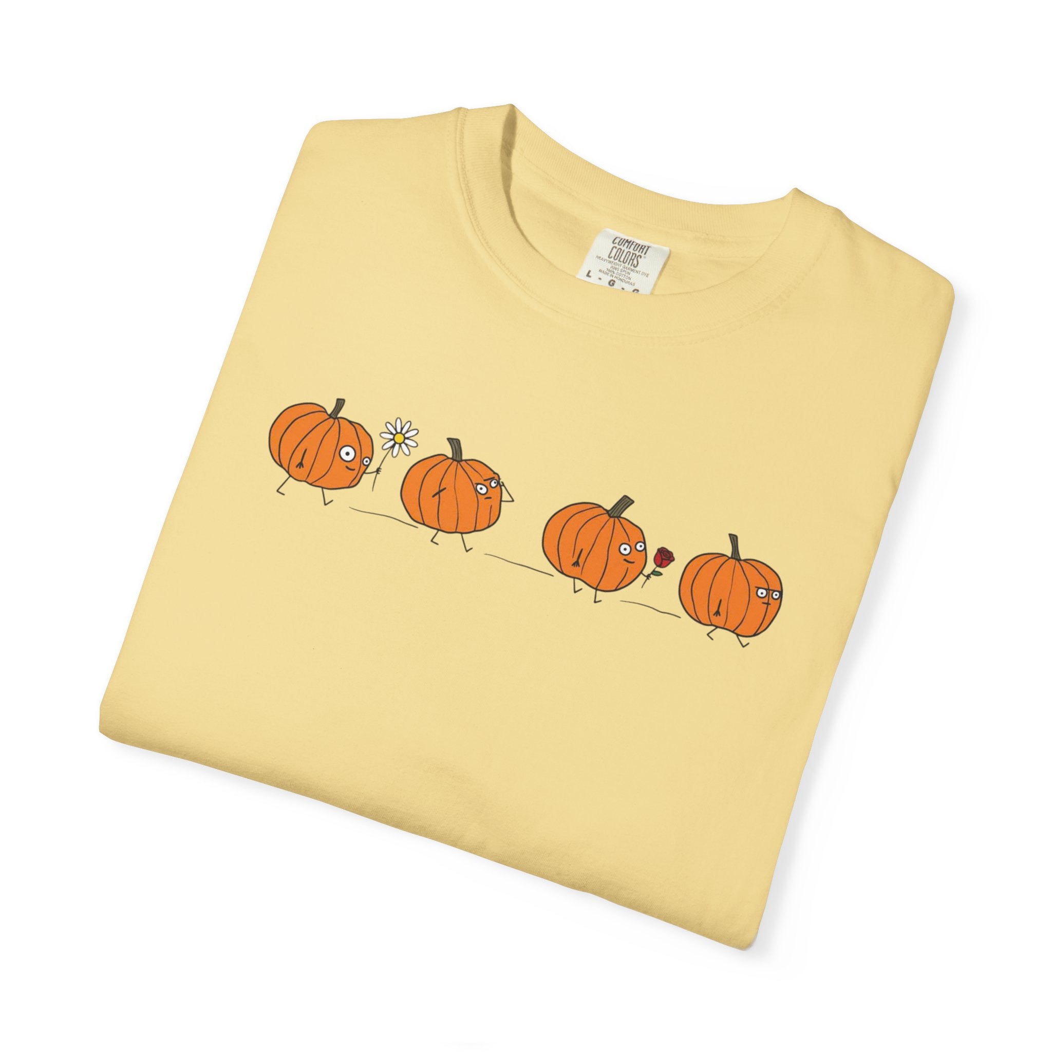 Cute Pumpkin Parade Comfort Colors T-Shirt — Cute Minimal Halloween Pumpkin Tee, Fall Aesthetic Graphic Tee