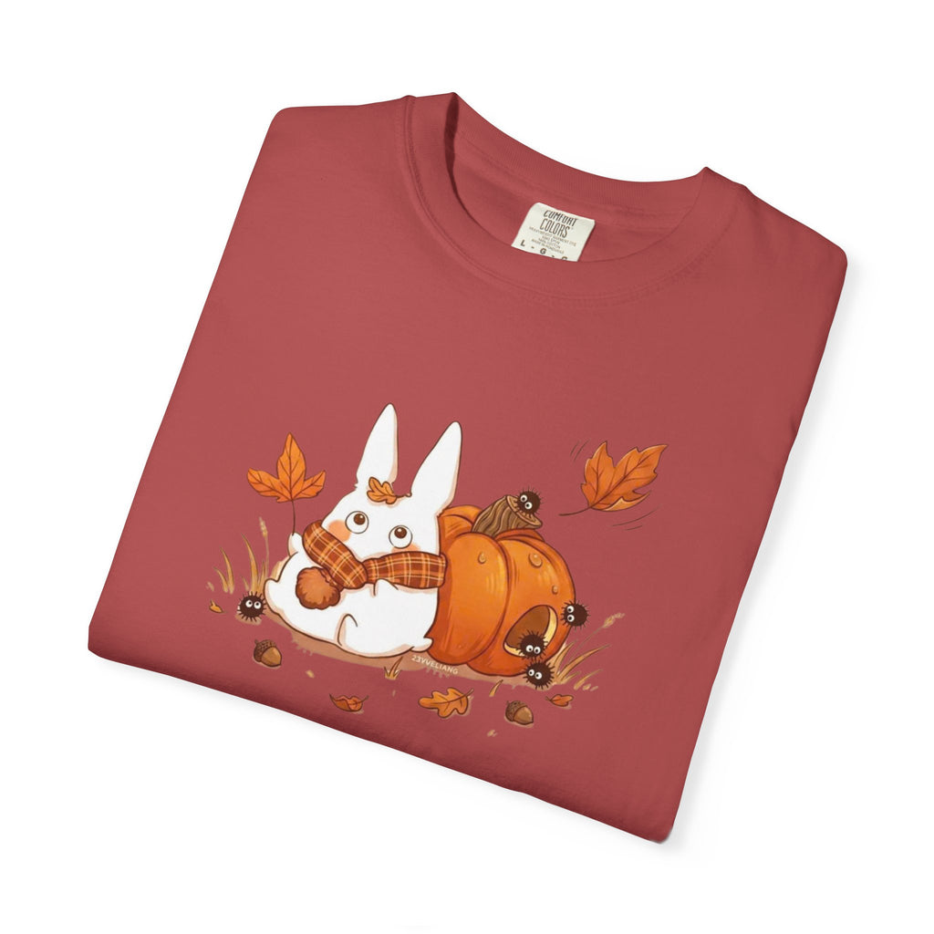 Studio Ghibli Autumn T-Shirt, Cute White Rabbit and Soot Sprites Tee, Spooky Season Pumpkin Shirt, Comfort Colors® Fall Apparel