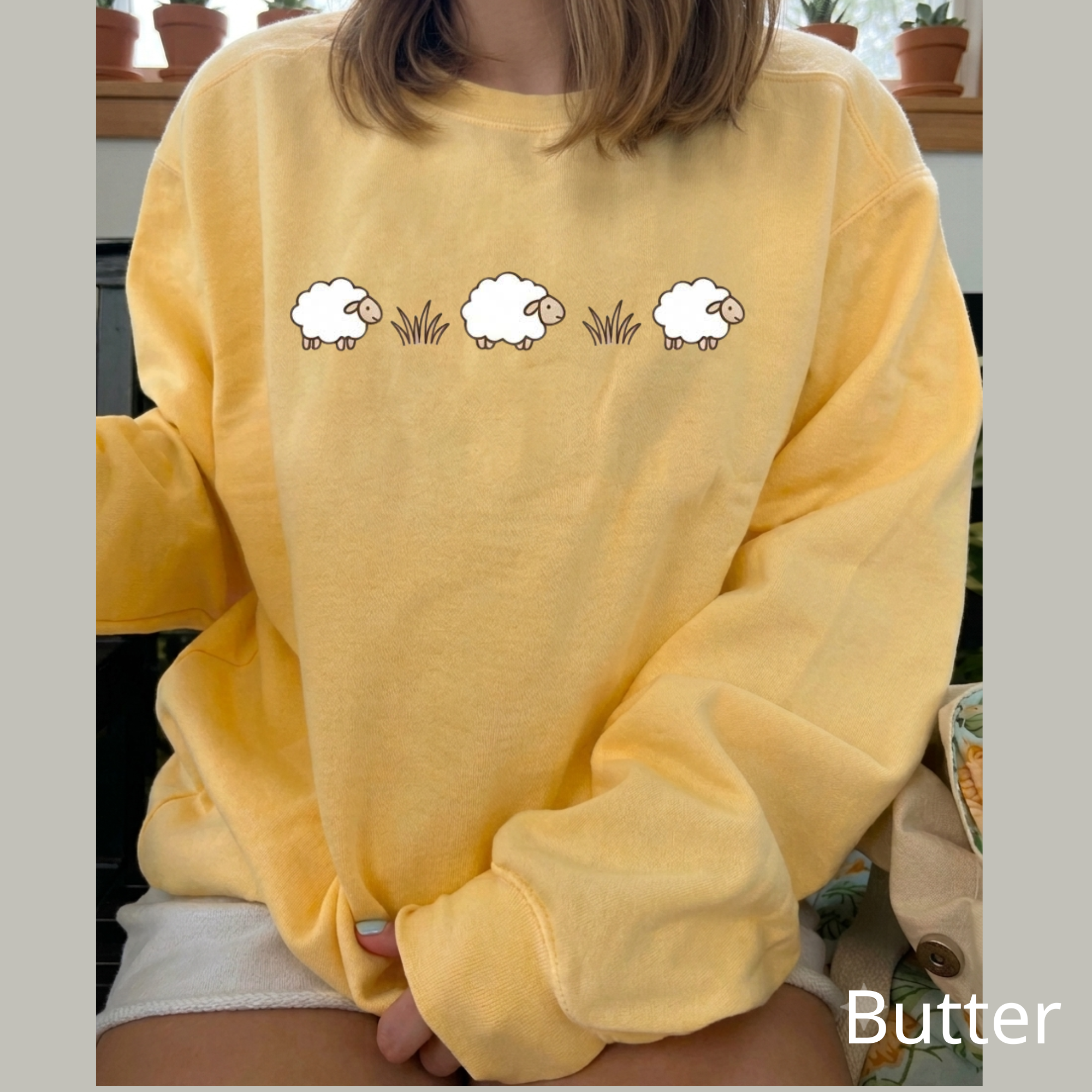 Cute Sheep Crewneck Sweatshirt, Aesthetic Kawaii Farm Animal Jumper, Cute Animal Lover Gift Pullover