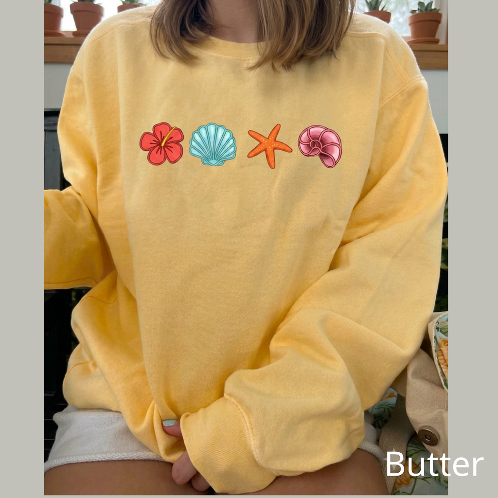 Cute Tropical Ocean Crewneck Sweatshirt, Aesthetic Beach Vibe Jumper, Cute Summer Vacation Gift Pullover