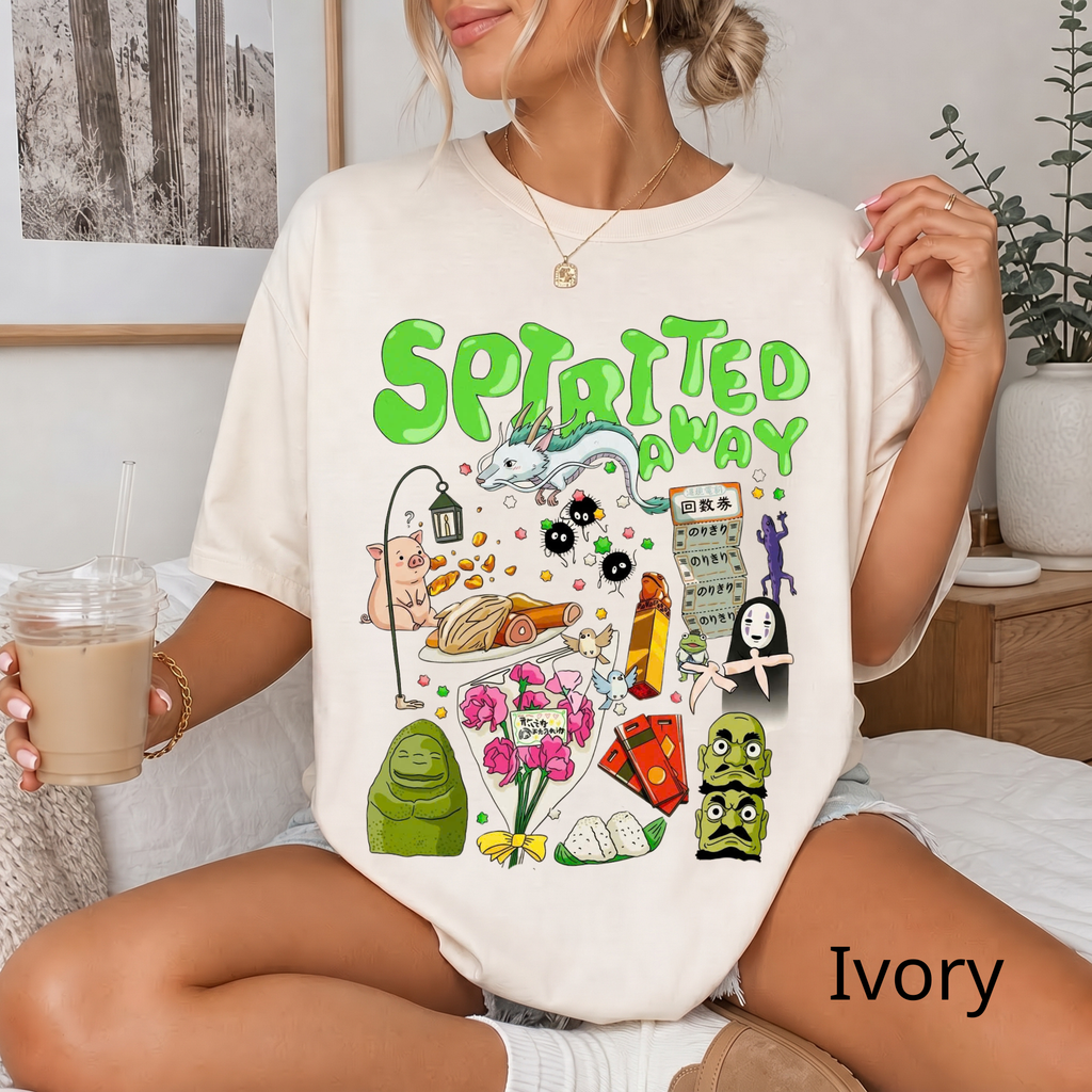 Vintage Spirited Away Shirt, Studio Ghibli Tshirt, Chihiro, Haku, No Face, Studio Ghibli Gift, Ghibli Youth Tee, Gift for Anime Lovers