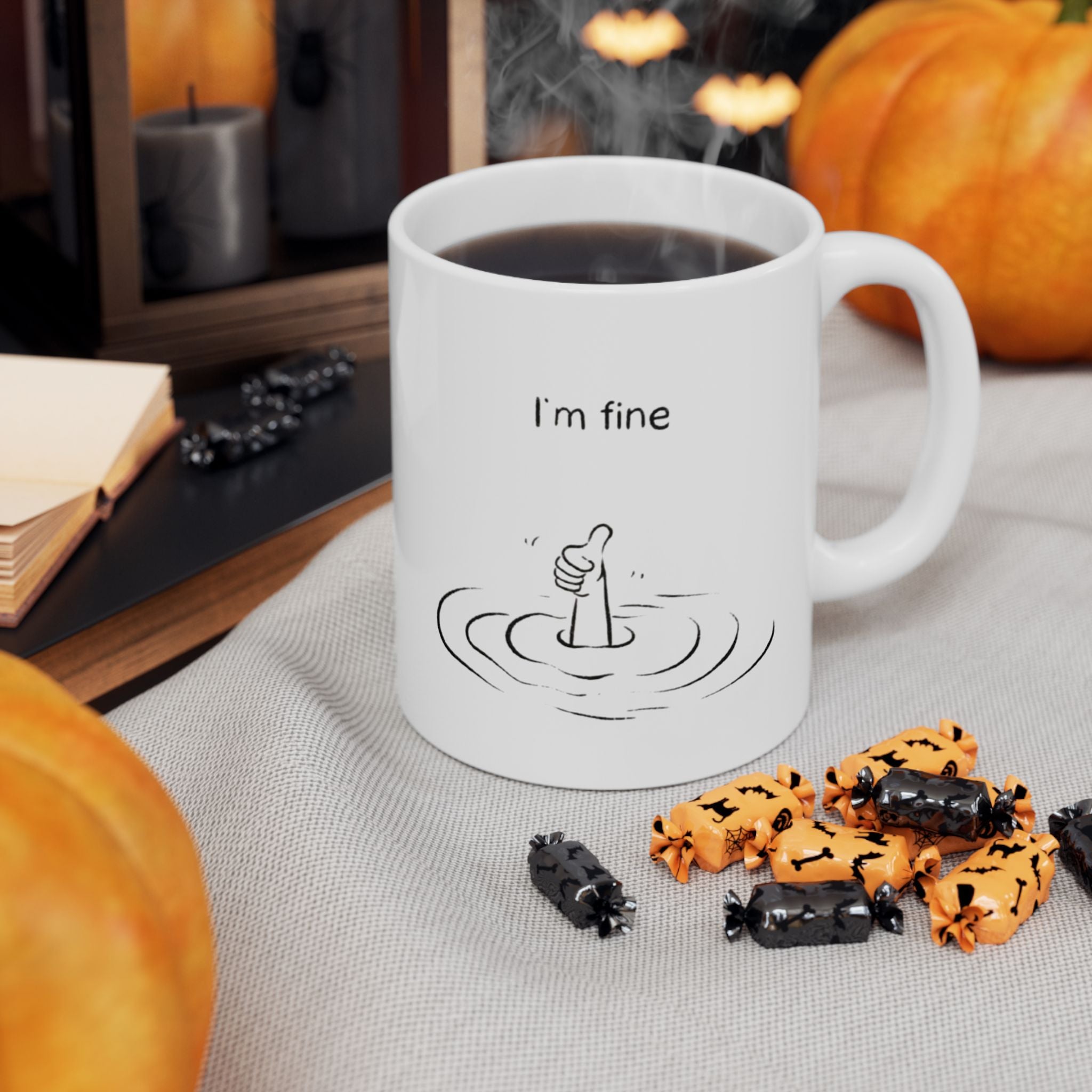 I'm Fine Ceramic Mug, Funny Coffee Lover Gift, Home Decor, Kitchen Accessory, Unique Drinkware, Fun Design