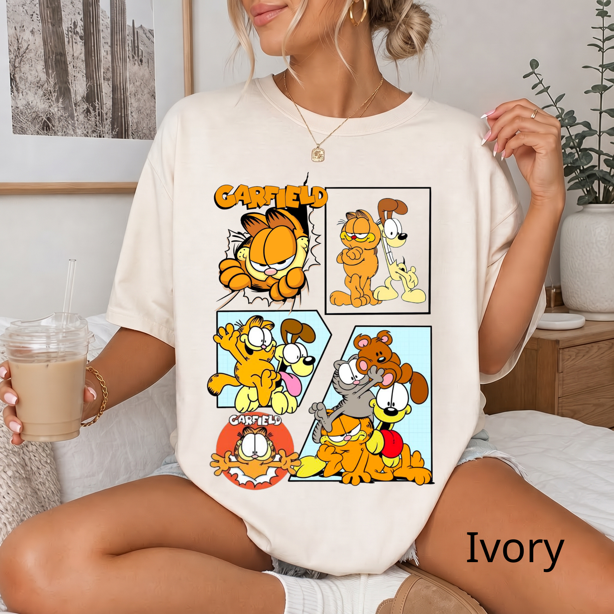 Comfort Color Garfield Comic Panel T-shirt | Cartoon Cat Design, Vintage Funny Silly Cartoon Character Shirt, Disney Vacation Tee