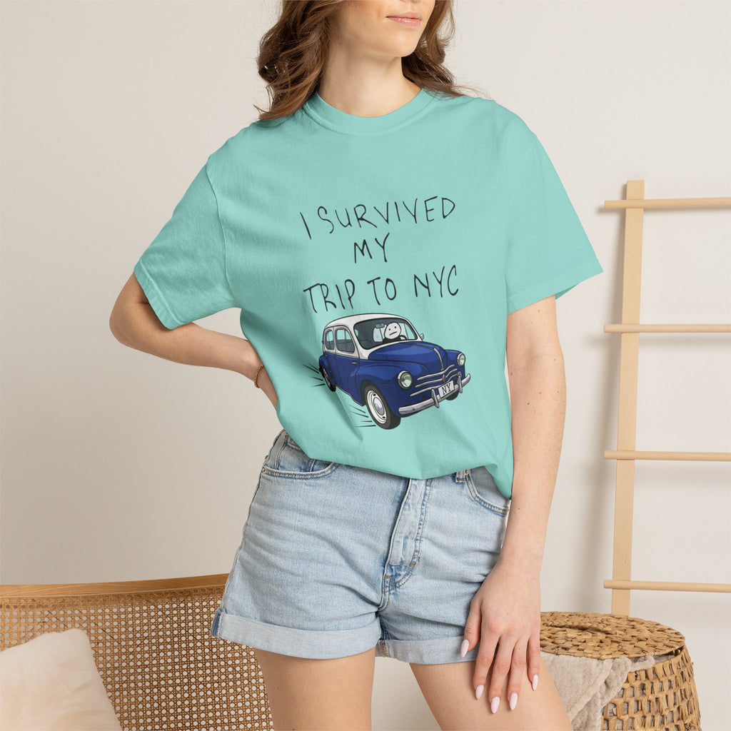 Funny "I Survived My Trip To NYC" Graphic T-Shirt – Novelty New York City Vacation Casual Tee for Men and Women