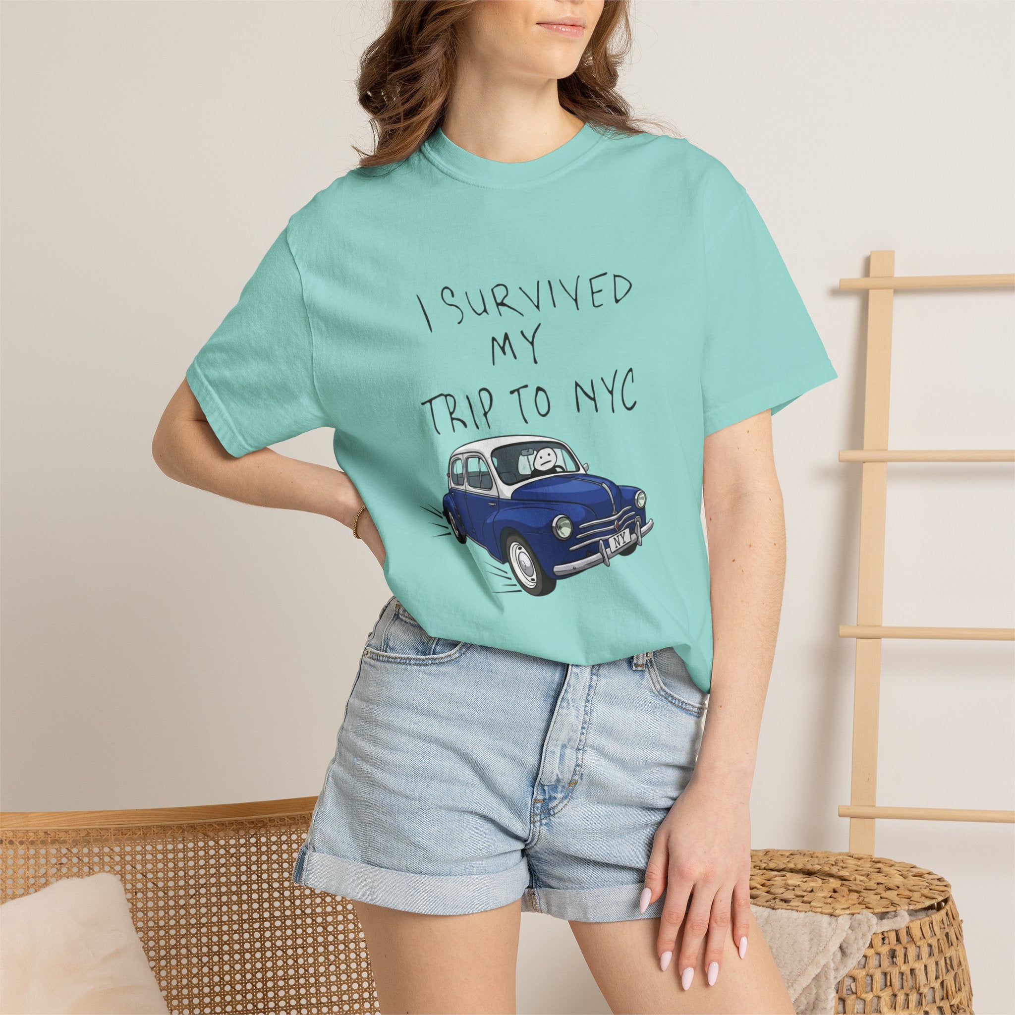 Funny "I Survived My Trip To NYC" Graphic T-Shirt – Novelty New York City Vacation Casual Tee for Men and Women