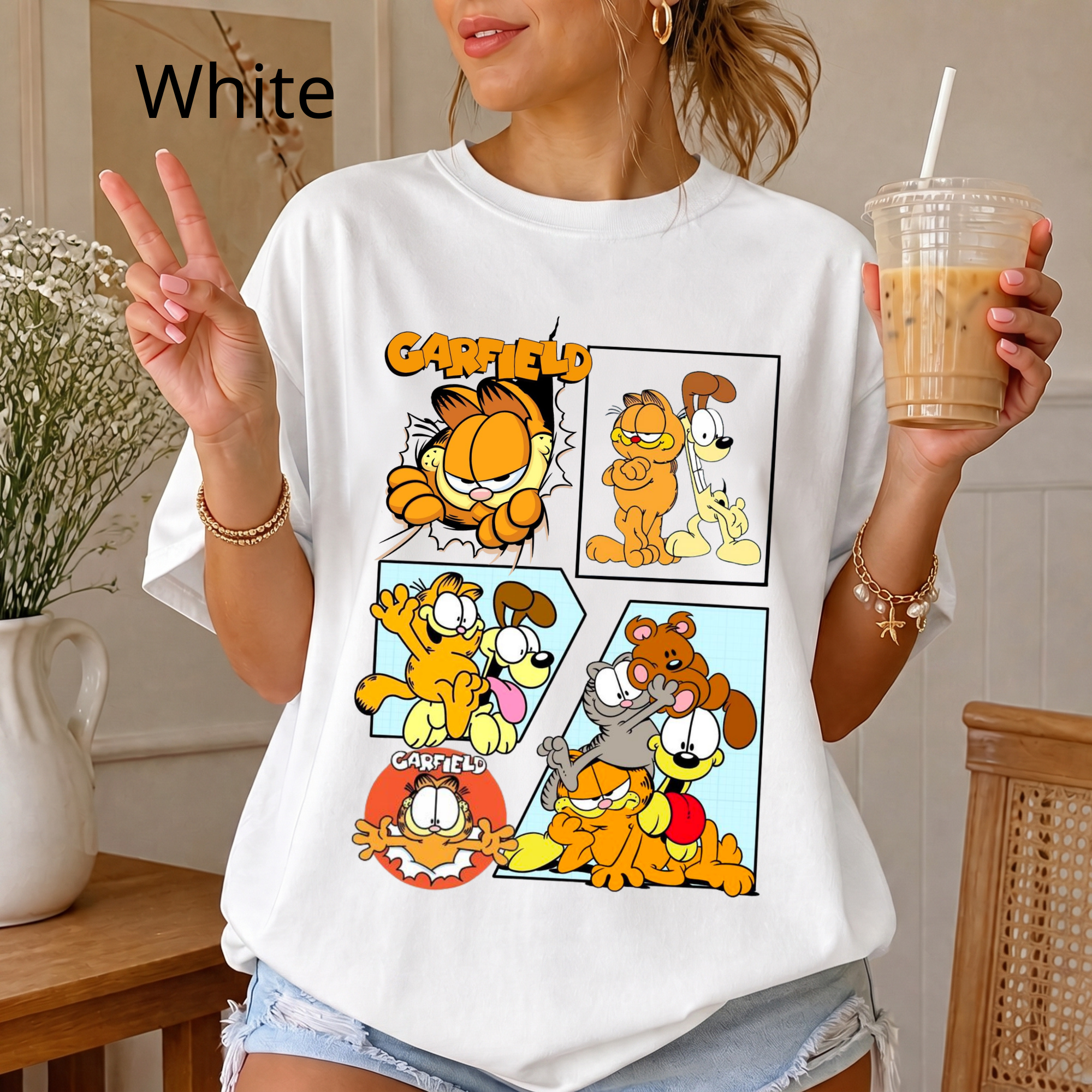 Comfort Color Garfield Comic Panel T-shirt | Cartoon Cat Design, Vintage Funny Silly Cartoon Character Shirt, Disney Vacation Tee