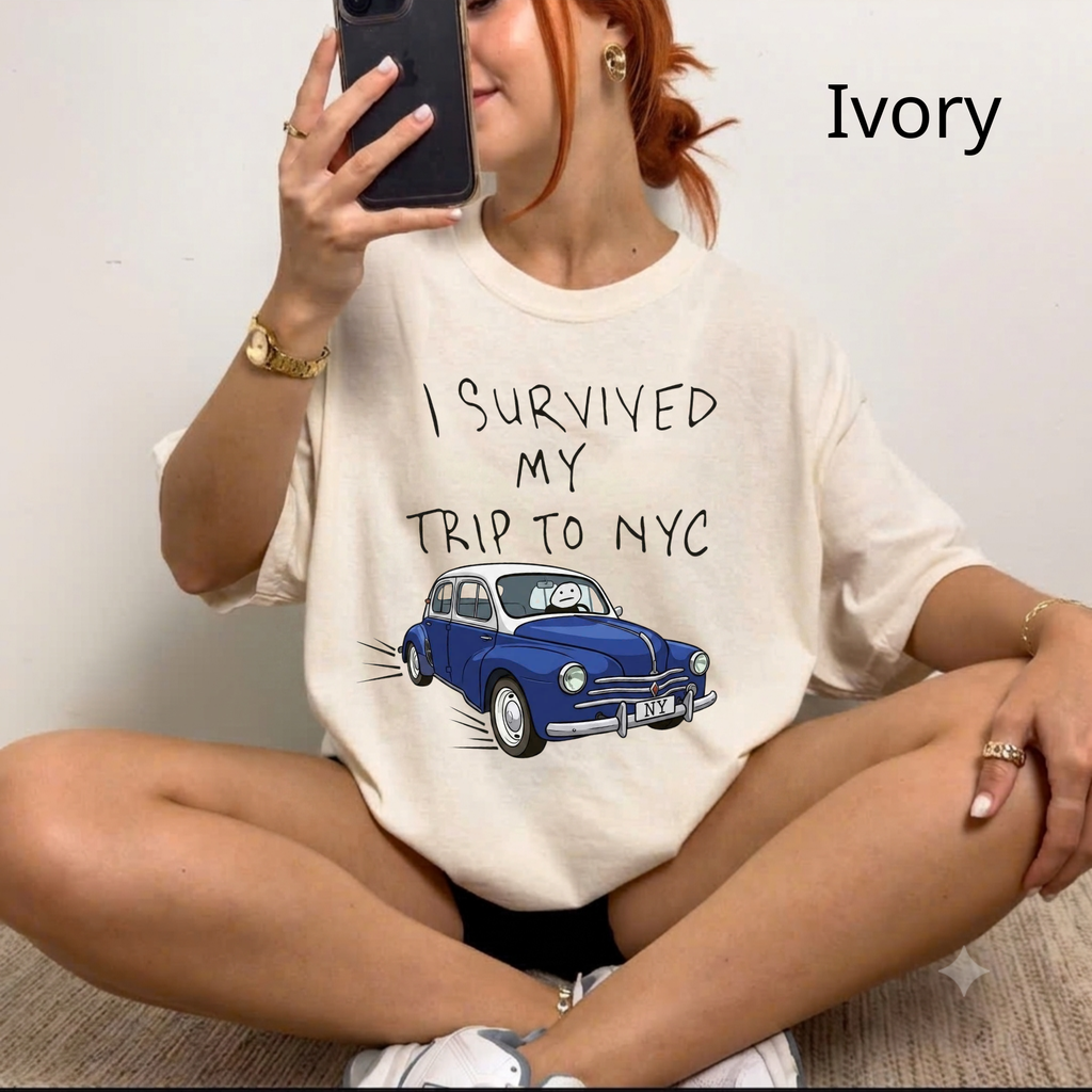 Funny "I Survived My Trip To NYC" Graphic T-Shirt – Novelty New York City Vacation Casual Tee for Men and Women