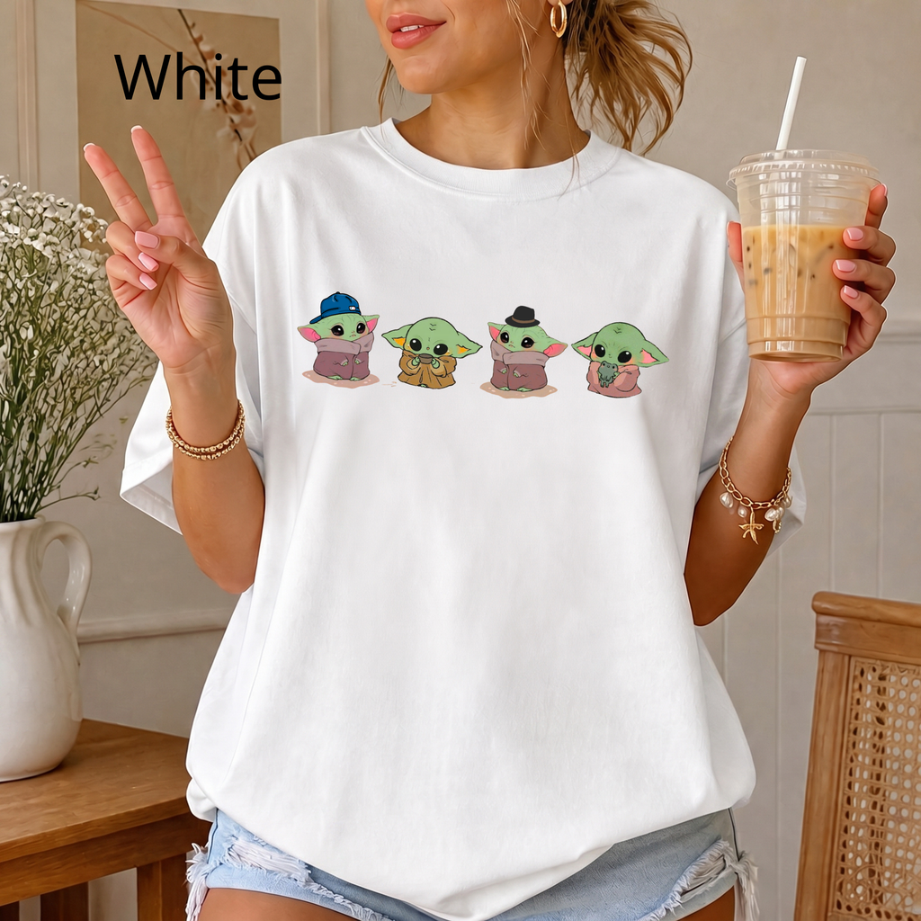 Comfort Color Baby Yoda Shirt, Alien Shirt, Funny Graphic Tee, Kawaii Cartoon T-Shirt, Space Lover Gift, Alien UFO Shirt