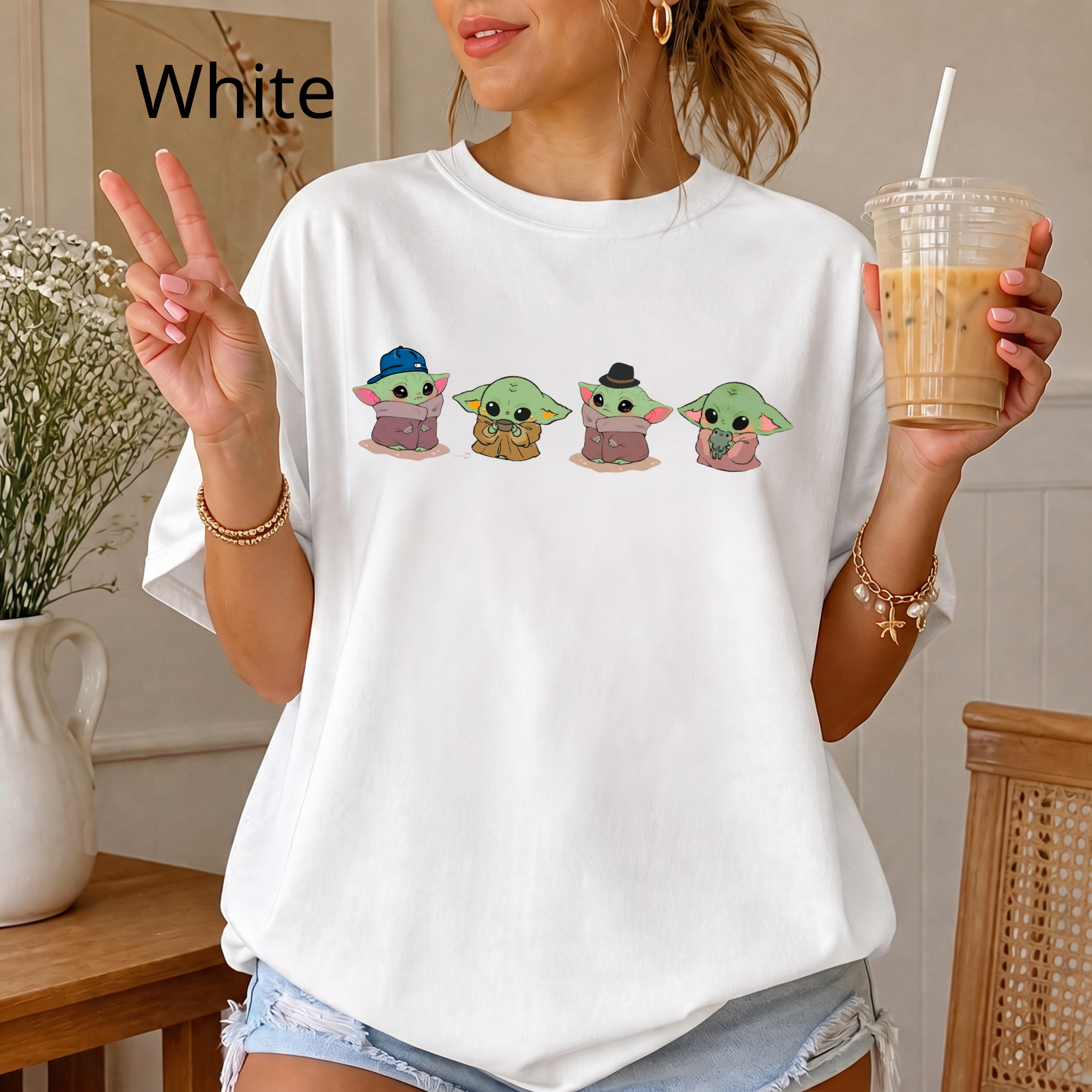 Comfort Color Baby Yoda Shirt, Alien Shirt, Funny Graphic Tee, Kawaii Cartoon T-Shirt, Space Lover Gift, Alien UFO Shirt