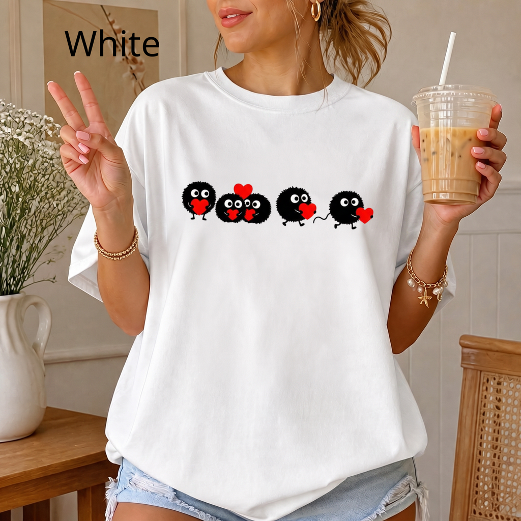 Heart-Eyed Soot Sprite T-shirt | Studio Ghibli Inspired, Cute Minimal Design
