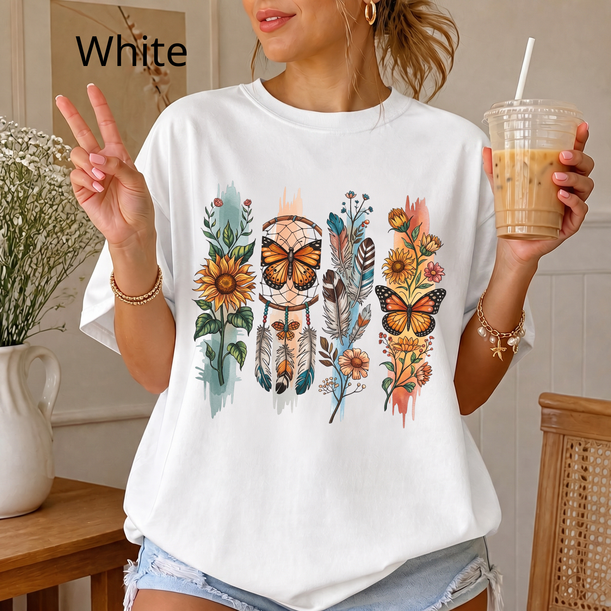 Butterfly & Wildflower T-Shirt — Boho Floral Nature Tee