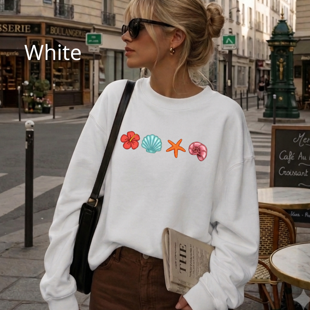 Cute Tropical Ocean Crewneck Sweatshirt, Aesthetic Beach Vibe Jumper, Cute Summer Vacation Gift Pullover