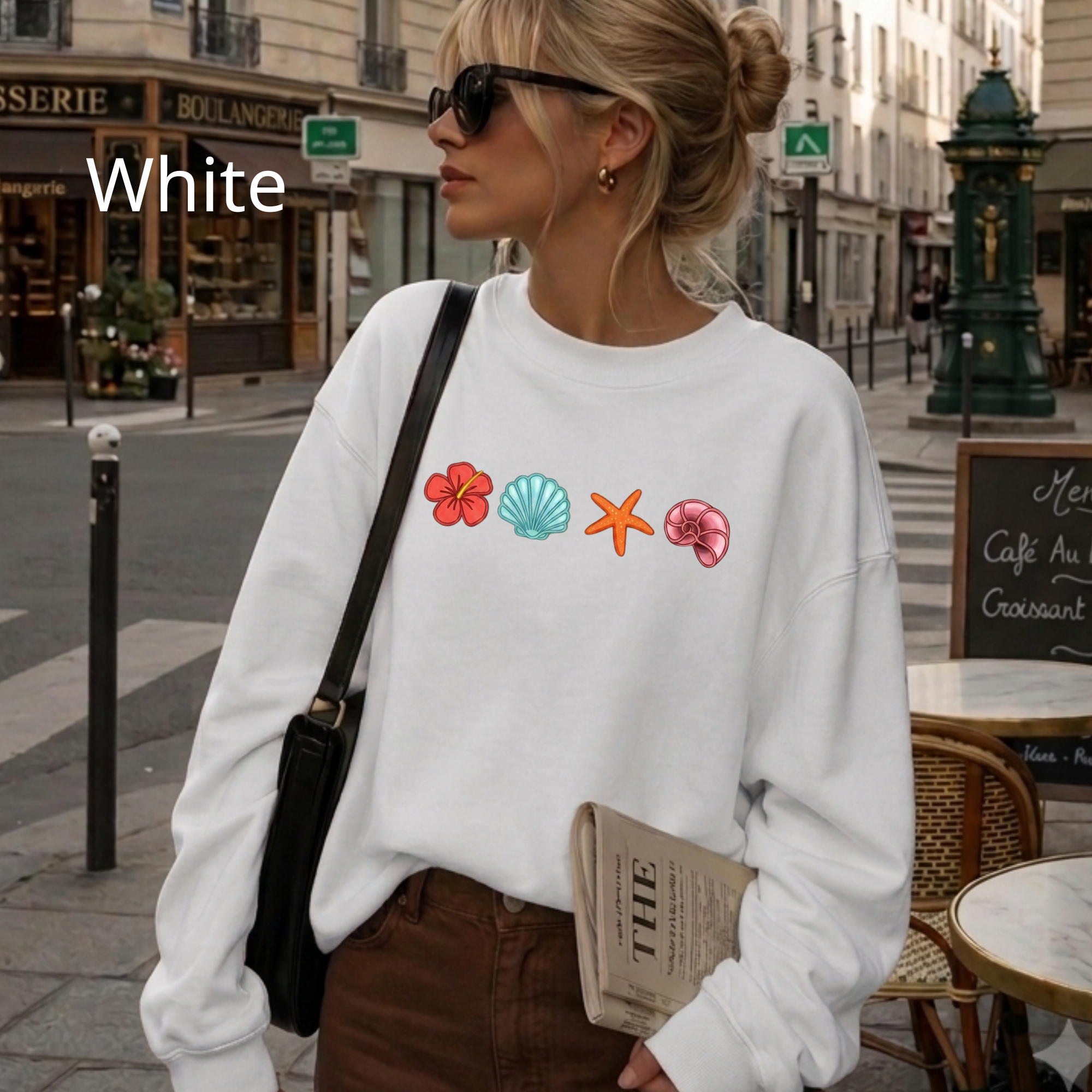 Cute Tropical Ocean Crewneck Sweatshirt, Aesthetic Beach Vibe Jumper, Cute Summer Vacation Gift Pullover