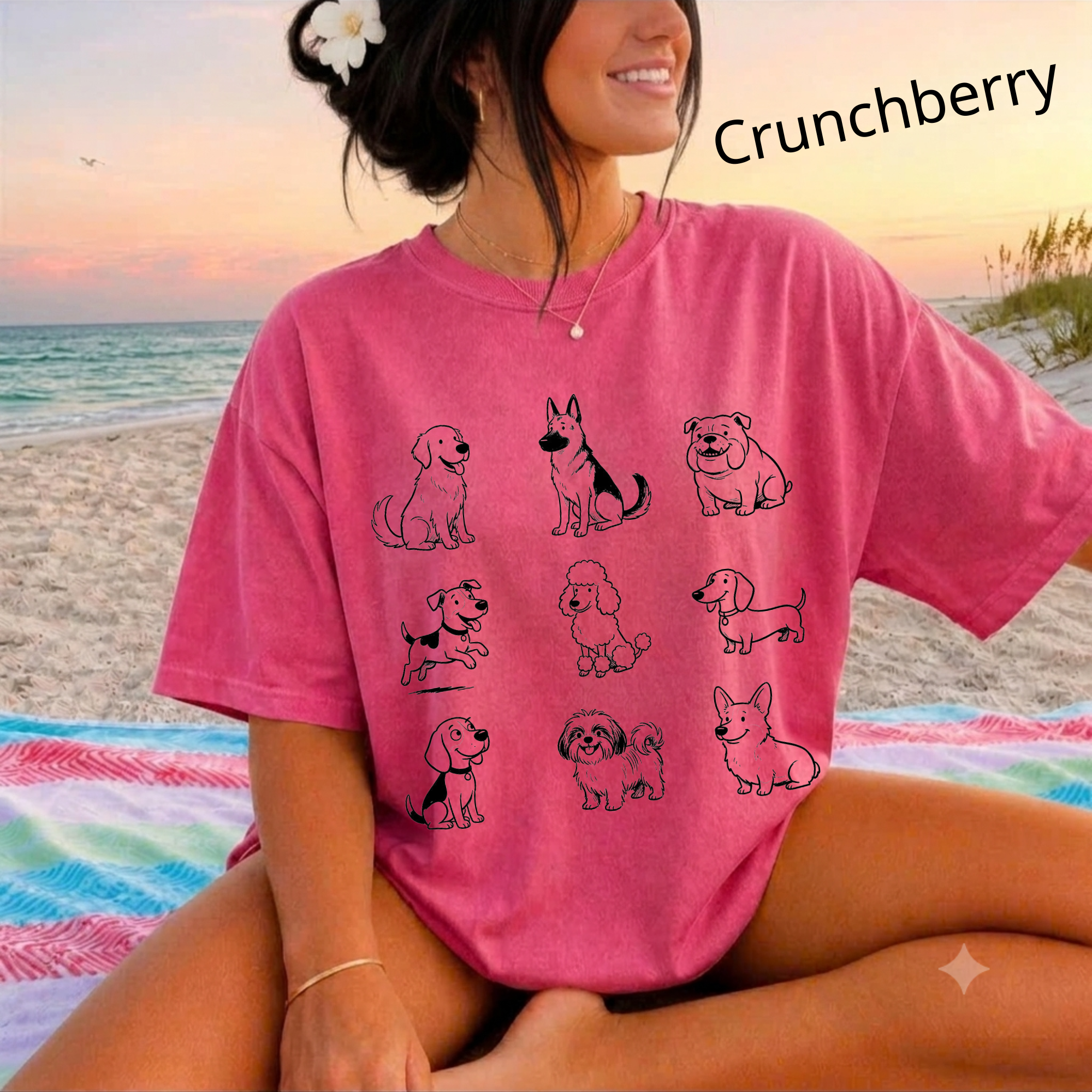 Dog Breeds Grid T-Shirt — Minimal Line Art Puppy Tee