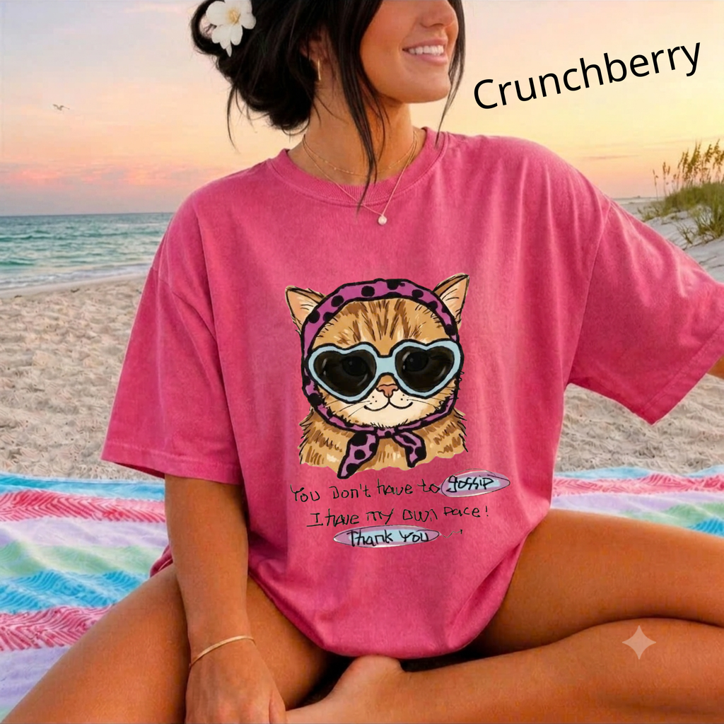 Cute Cat Shirt, You Don't Have To Gossip I Have My Own Pace T-Shirt, Funny Sassy Cat Lover Gift, Pastel Aesthetic Tee, Oversized Trendy Top