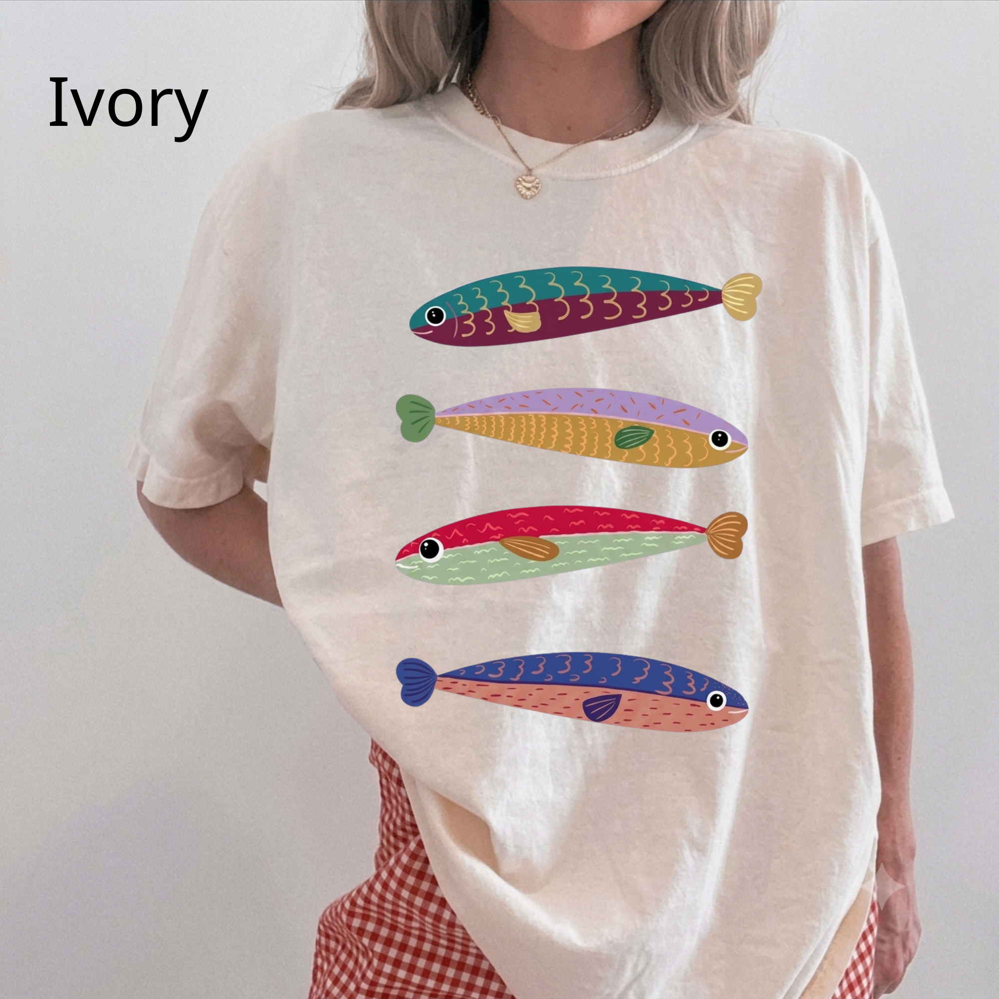 Feng Shui Fish T-Shirt, Cute Colorful Fish Tee, Aesthetic Pastel Graphic Shirt, Boho Fish Art Lover Gift, Quirky Indie Oversized Top