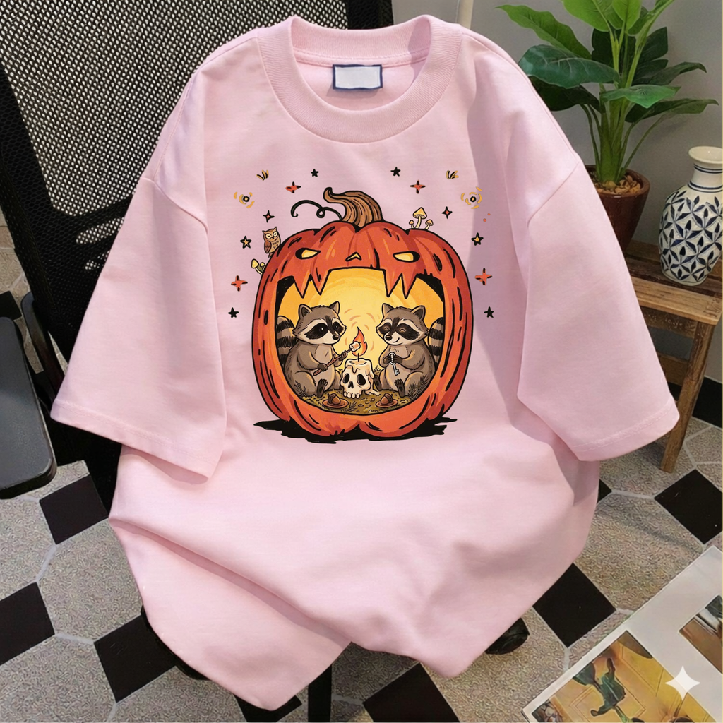 Raccoon Pumpkin Halloween Shirt, Spooky Season Comfort Colors T-Shirt, Cute Autumn Animal Graphic Tee