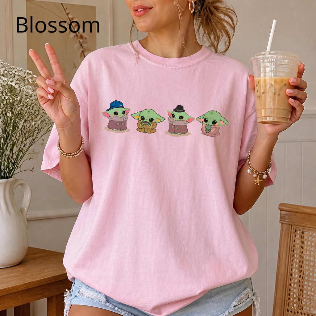 Comfort Color Baby Yoda Shirt, Alien Shirt, Funny Graphic Tee, Kawaii Cartoon T-Shirt, Space Lover Gift, Alien UFO Shirt