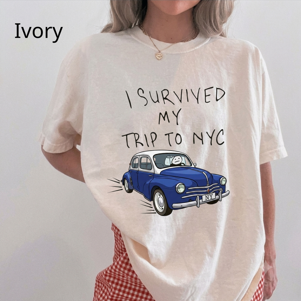 Funny "I Survived My Trip To NYC" Graphic T-Shirt – Novelty New York City Vacation Casual Tee for Men and Women