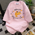 Brain of a Goldfish Cute Graphic Tee, Funny Fish T-Shirt, Aesthetic Retro Casual Cotton Shirt